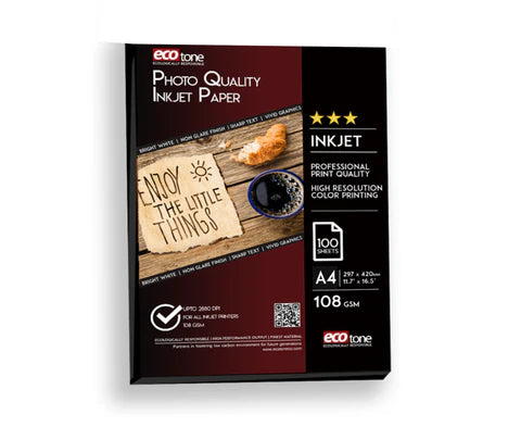 A4 Ecotone Photo Quality Inkjet Paper 108gsm