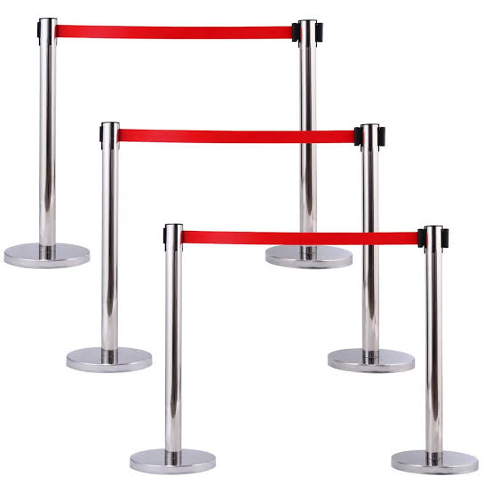 QUE POLE Stainless Steel Queue Pole with 6ft Ribbon