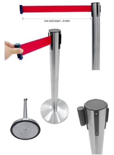 QUE POLE Stainless Steel Queue Pole with 6ft Ribbon